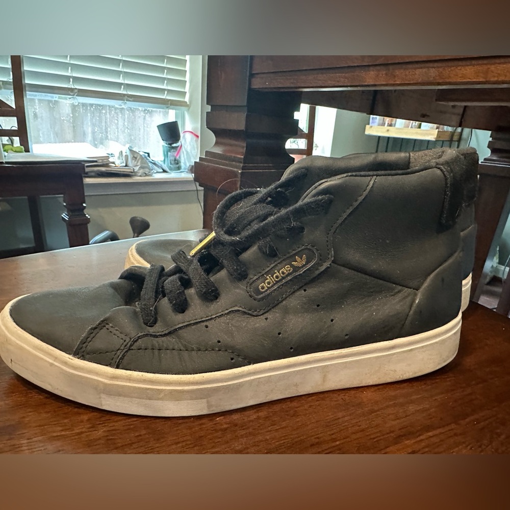 Adidas Black and White High-Top Sneakers